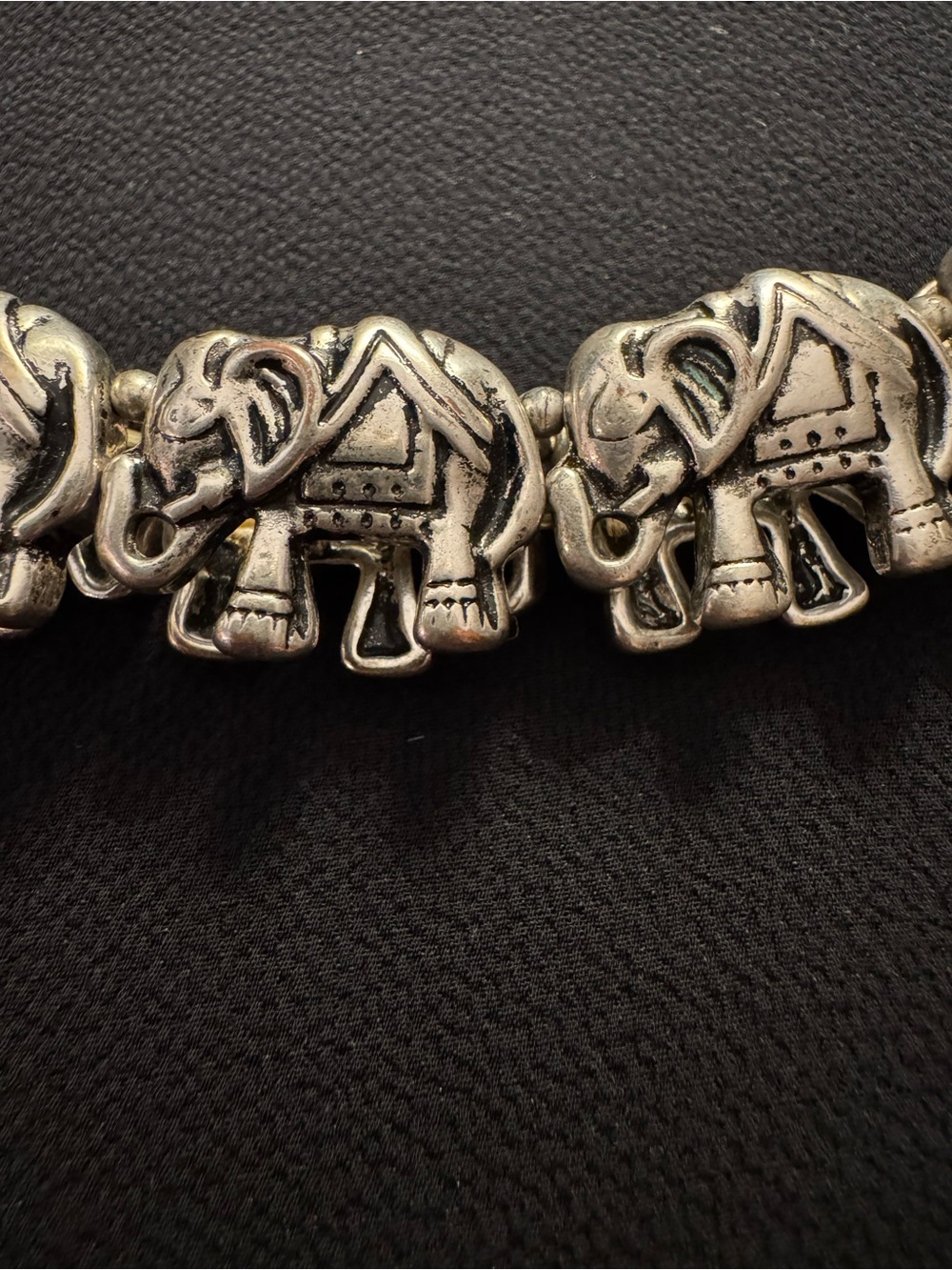 Silver-Tone Elephant Panel Stretch Bracelet - Picture 2 of 2
